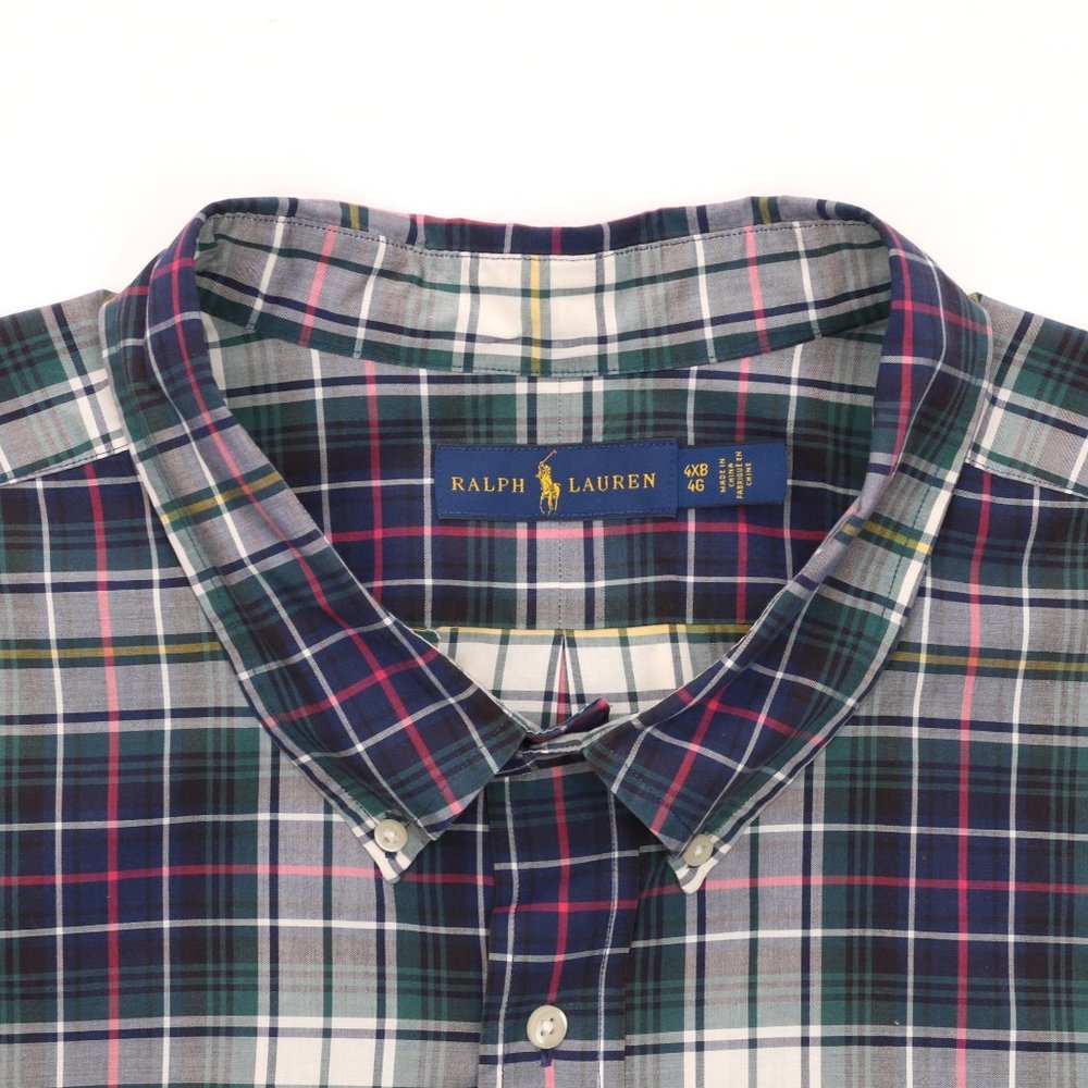 Ralph Lauren Long Sleeve Shirt Size 4XB Big - Green/Blue/White/Pink/Yellow Plaid - Picture 5 of 6